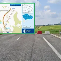 Mapa postępu budowy drogi S3 (Dálnice D11) na odcinku do granicy z Polską. Najnowsze informacje o inwestycji.