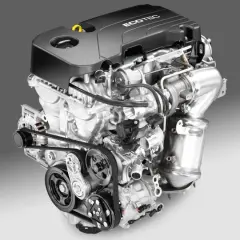 Silnik Opel 1.4 turbo Ecotec z turbosprężarką i paskiem napędowym.