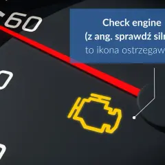 Kontrolka "Check engine" świeci się, sygnalizując problem z silnikiem i potencjalny brak mocy w aucie.