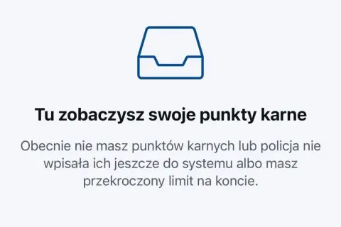 Tu sprawdzisz ile punktów karnych masz na koncie. Obecnie brak wpisów lub przekroczony limit.