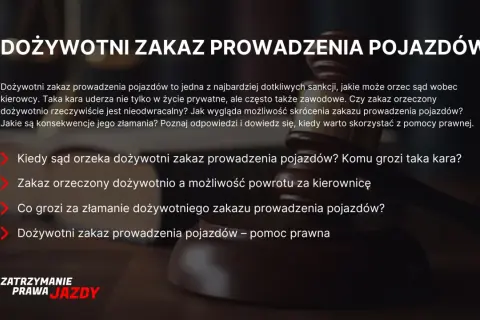Dożywotni zakaz prowadzenia pojazdów: kiedy sąd go orzeka, jakie są konsekwencje i czy można go skrócić. Informacje o tej surowej karze.