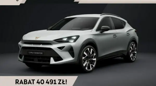 Srebrny Cupra Formentor, sportowy SUV. Dowiedz się, cupra co to za marka i skorzystaj z oferty specjalnej! Rabat 40 491 zł.
