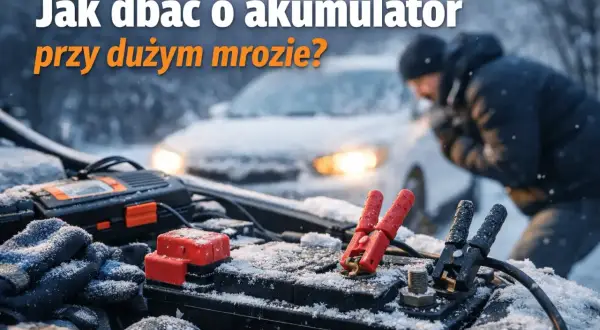 Jak dbać o akumulator przy dużym mrozie? Zobacz, jak podłączyć kable rozruchowe do akumulatora w zimowy dzień.