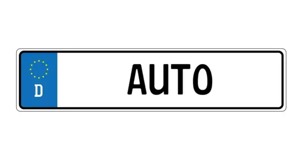 Niemiecka tablica rejestracyjna z literą "D" i napisem "AUTO". Pomysły na tablice indywidualne.