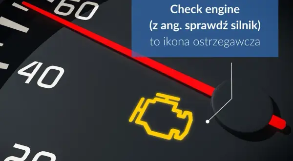 Kontrolka "Check engine" świeci się, sygnalizując problem z silnikiem i potencjalny brak mocy w aucie.