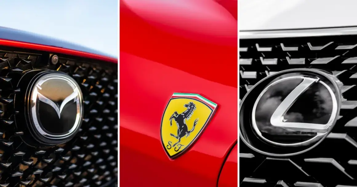Logo Mazda, Ferrari i Lexus. Trzy ikony motoryzacji, które budzą emocje i pożądanie.