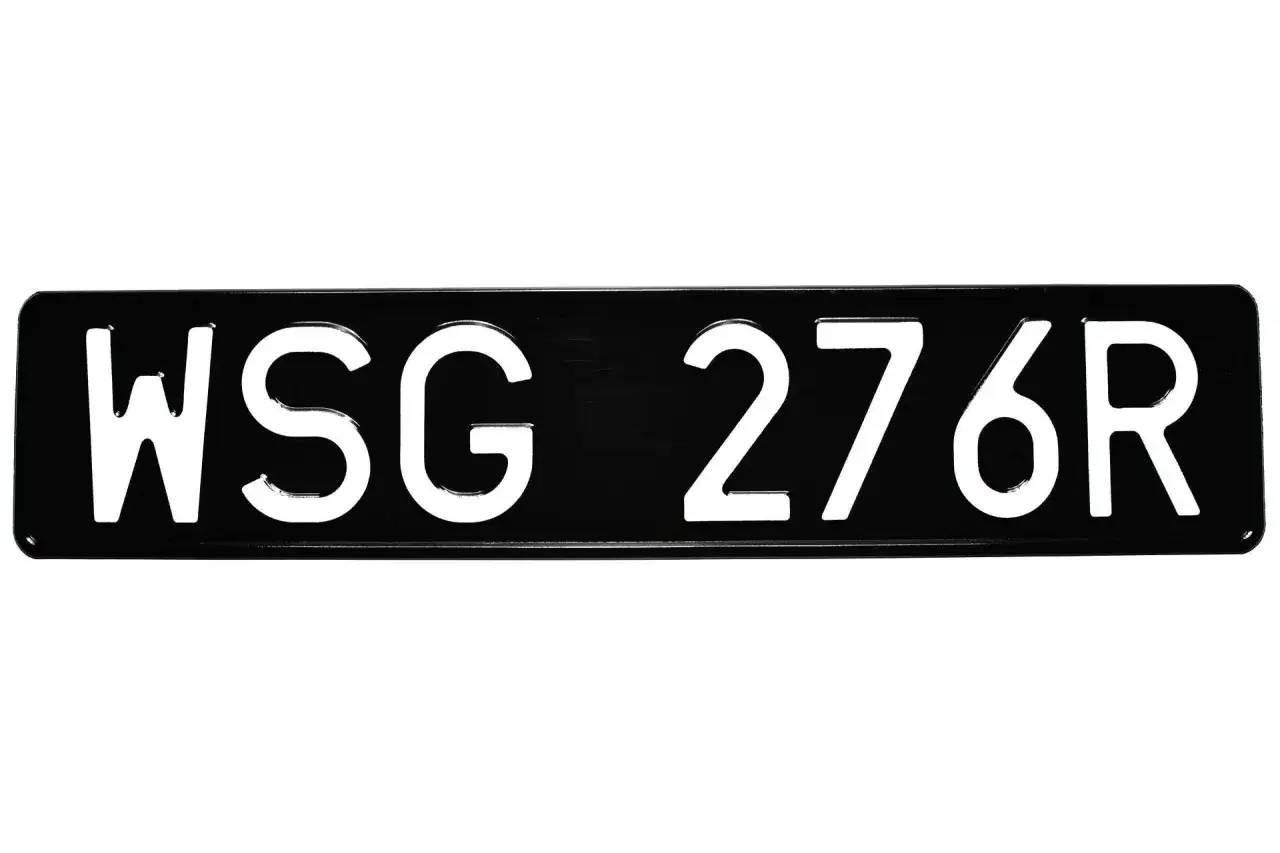 Czarne tablice rejestracyjne wykazują numer WSG 276R.