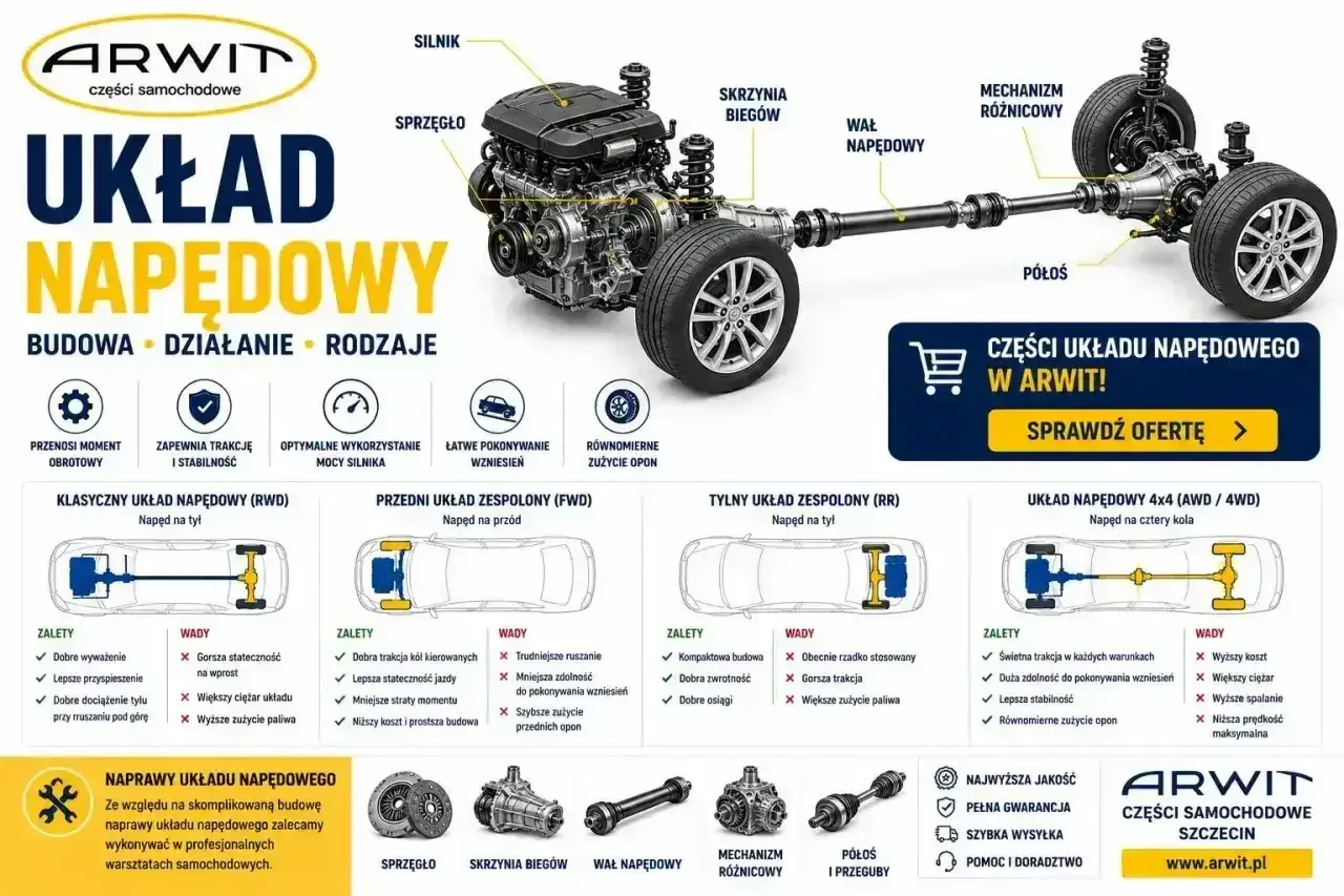 Ilustracja wyjaśnia, co to jest szpera (mechanizm różnicowy) i jak działa układ napędowy w samochodzie.