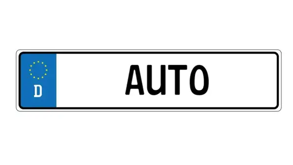 Niemiecka tablica rejestracyjna z literą "D" i napisem "AUTO". Pomysły na tablice indywidualne.
